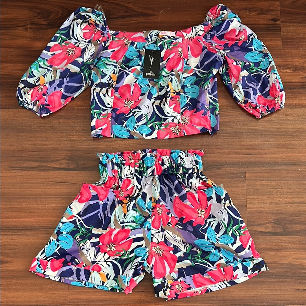 Floral Women's Shorts Set - Multicolor